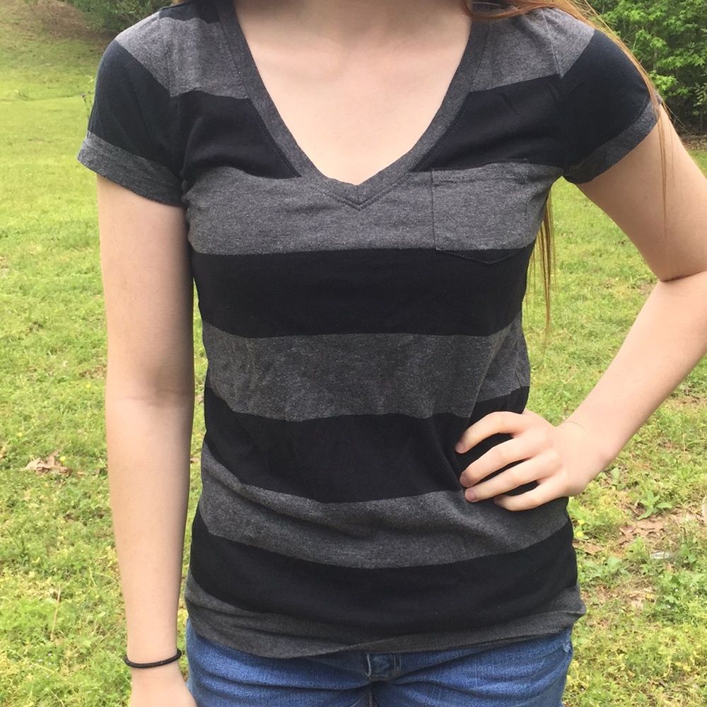 Striped black and grey t-shirt